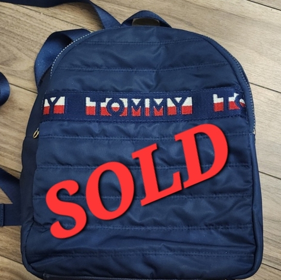 Tommy Hilfiger Handbags - Tommy Hilfiger Dark Blue Small Backpack with Logo Stripe
